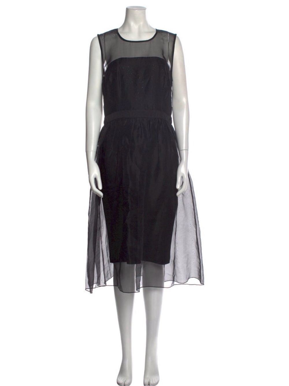 St. John Sheer Overlay Black cocktail Dress with crystal accents